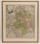 Johann Baptista Homann, Historische Landkarte Westphalens, handkolorierter Kupferstich, Nürnberg um 