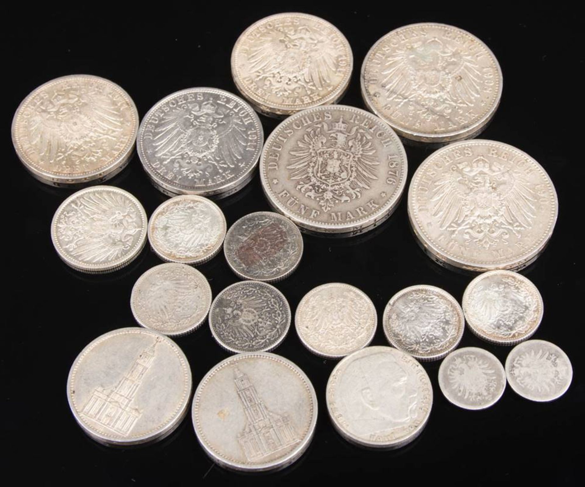 Deutsches Reich: Silbermünzen 20 Pf. bis 5 Mark 19 Stück. - Bild 3 aus 4