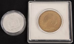 Samoa: 1 Dollar 1984 Silber, Dickabschlag und Medaille.