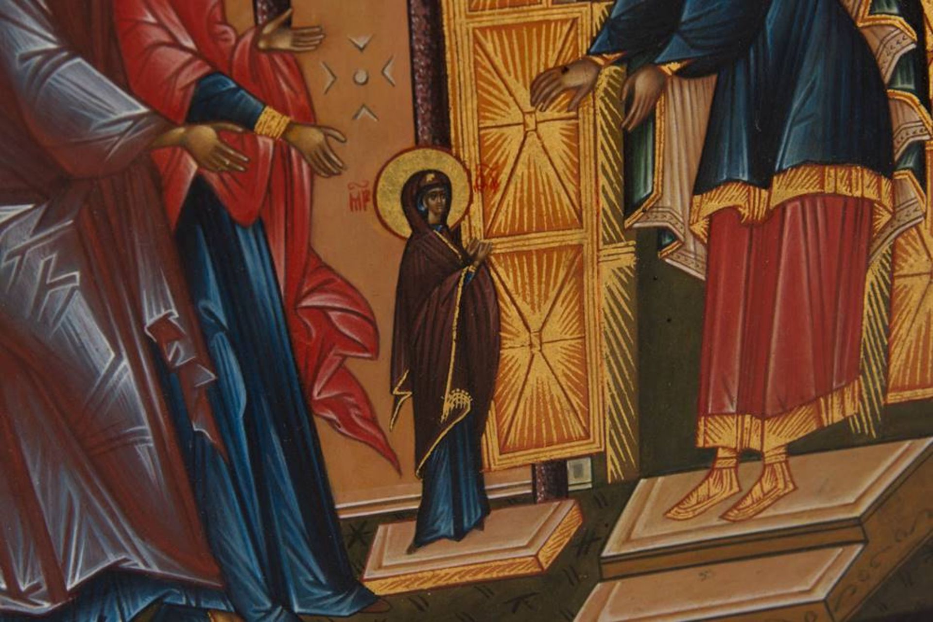 Ikone, Die Einführung Mariä in den Tempel, Eitempera auf Holz, Russland, 20. Jh. - Bild 4 aus 7