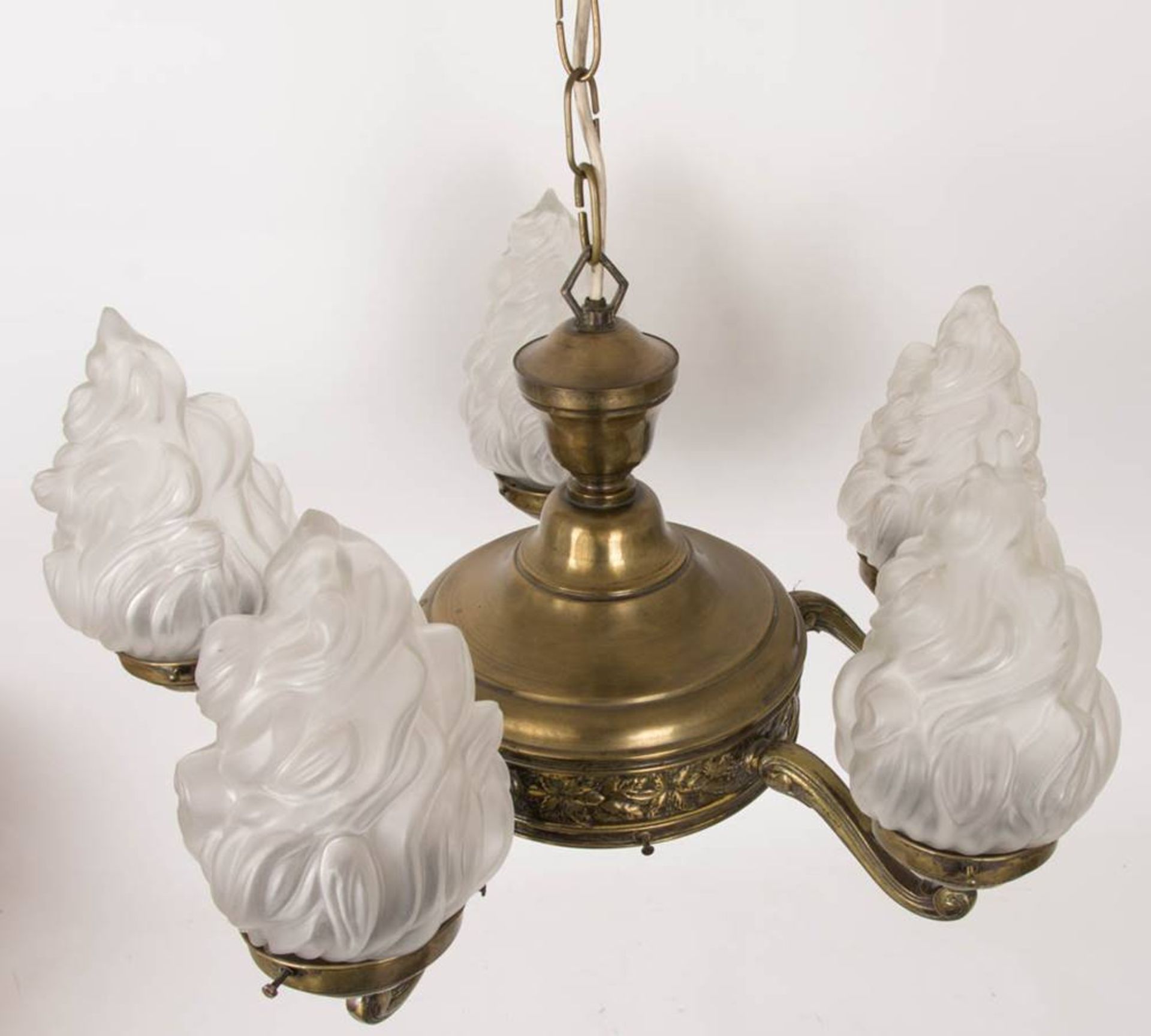 Schöne Deckenlampe fünfarmig mit Jugendstil-Flammen. - Bild 5 aus 18