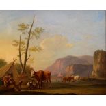 Diébolt, Jean-Michel (1779-1825) "Arkadische Landschaft mit Hirten", Öl/Leinwan