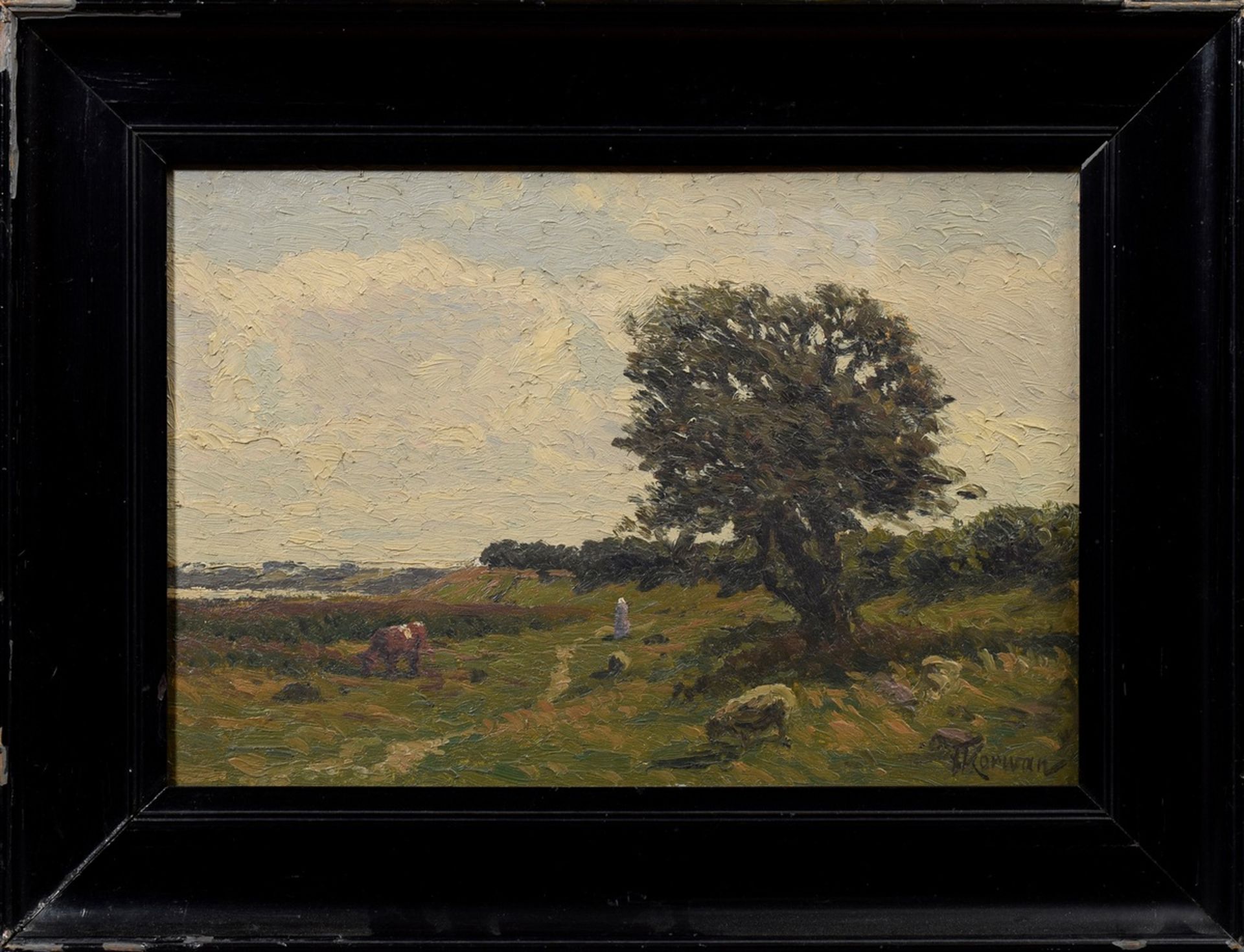 Korwan, Franz (1865-1942) "Weidelandschaft", Öl/Holz, 28,5x42,5cm (m.R. 43,5x57 - Bild 2 aus 4