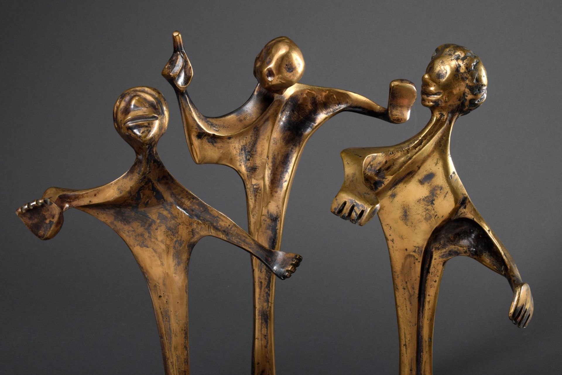 Unbekannter Bildhauer des 20.Jh. "Die Ermahnung - 3figurige Gruppe", Bronze, mo - Bild 2 aus 11