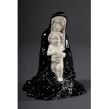 Wiener Werkstätte Figur "Sitzende Madonna mit Kind", schwarz staffiert, Entw.: