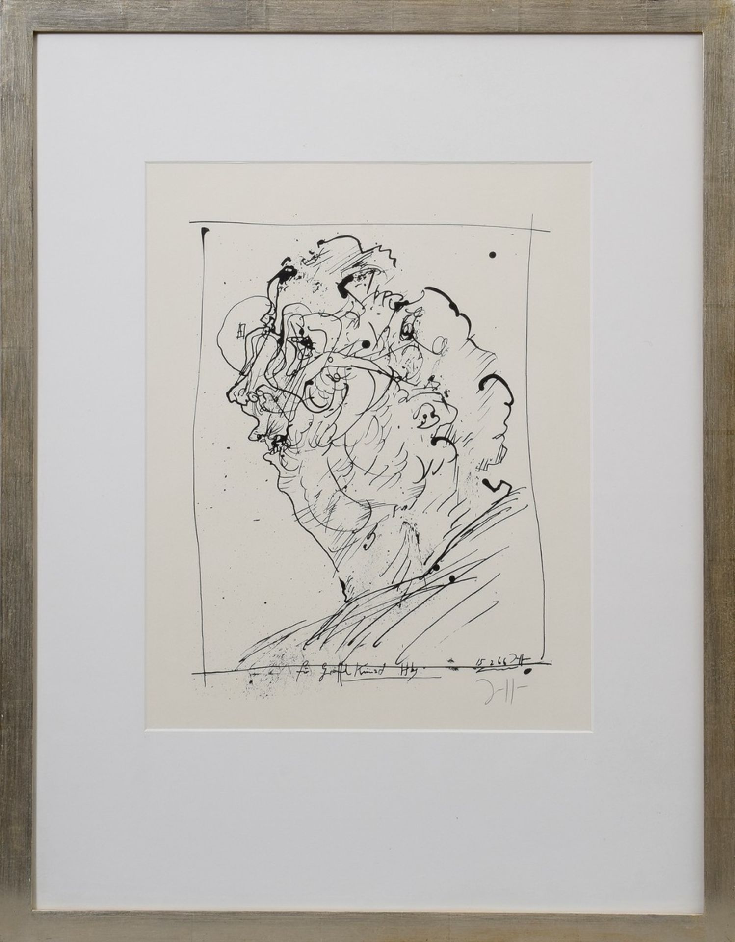 Janssen, Horst (1929-1995) "Selbst-für Griffelkunst" 1966, Lithografie, u.r. im - Bild 2 aus 3