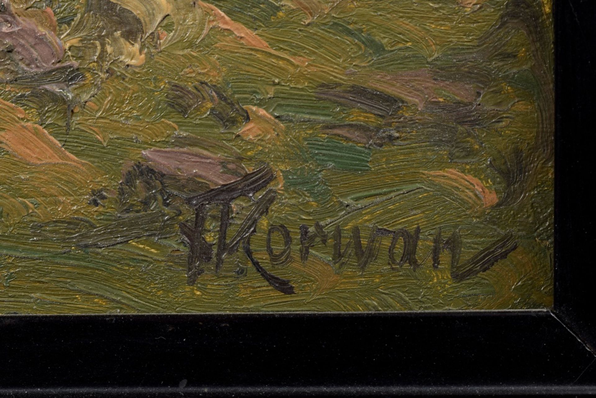 Korwan, Franz (1865-1942) "Weidelandschaft", Öl/Holz, 28,5x42,5cm (m.R. 43,5x57 - Bild 3 aus 4