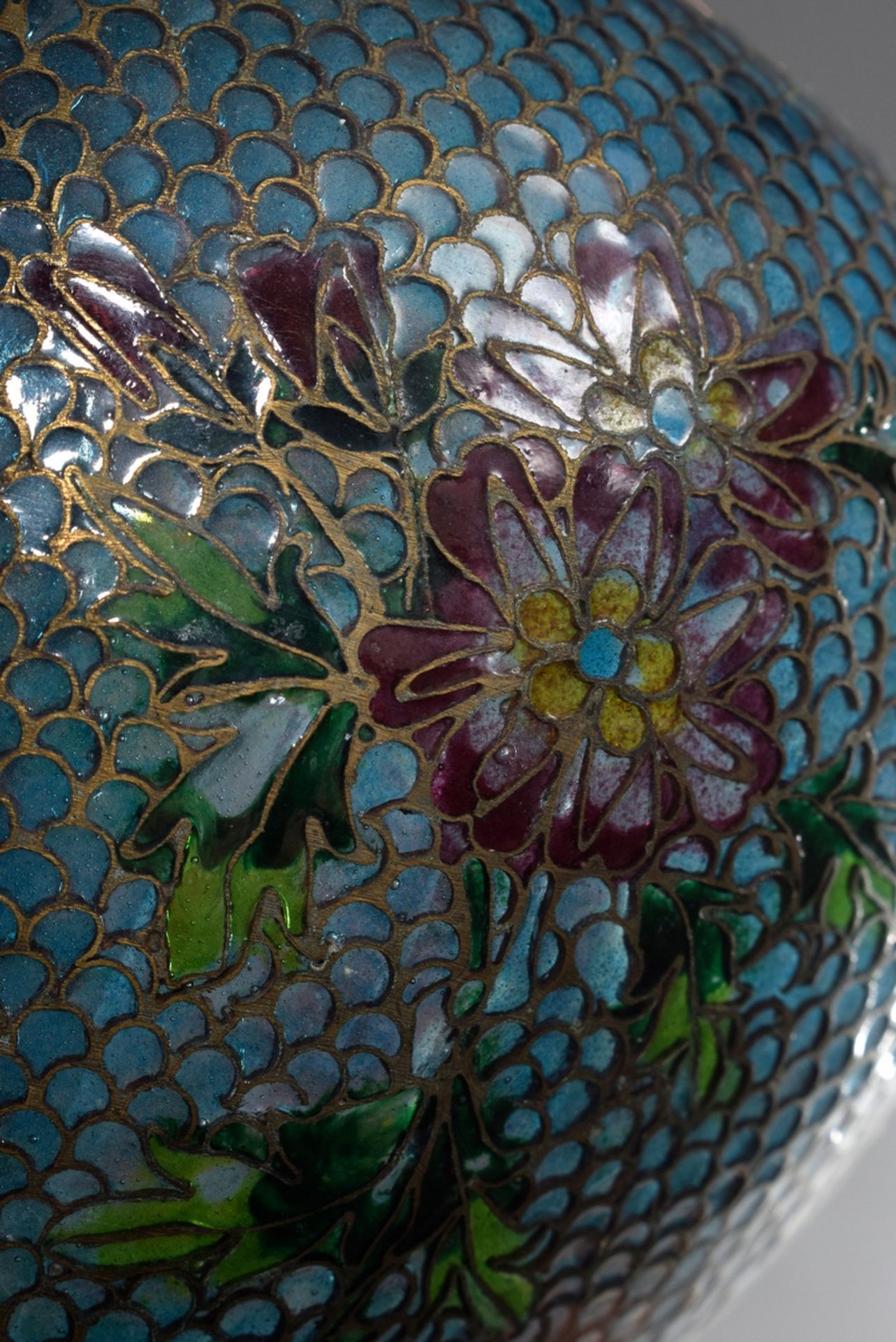 2 Diverse Teile Plique à jour Cloisonné: Vase (H. 20,5cm) und Tellerchen (Ø 12, - Bild 4 aus 8