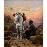Wierusz-Kowalski, Alfred v. (1849-1915) "Tscherkesse mit Pferd im Kaukasus", Öl