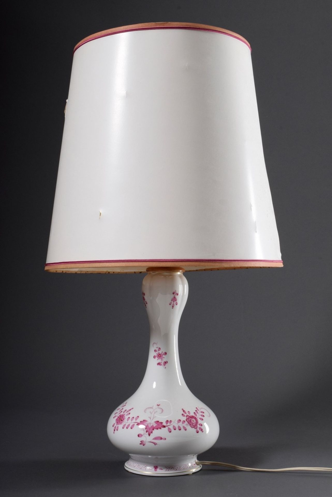 Meissen Tischlampe in Onion Form "Indisch Purpur", Modellnr. D.198, 20.Jh., H.