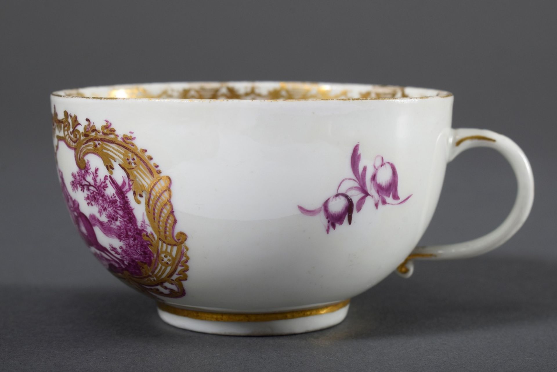 Meissen Obertasse mit Purpur Camaieu Bemalung "Schlachtenszene" in der Art von - Image 2 of 6