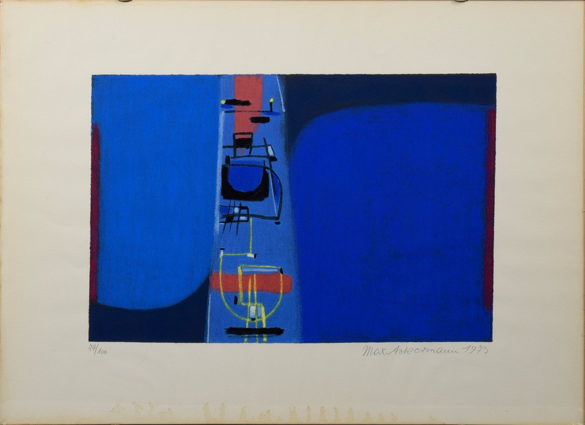 Ackermann, Max (1887-1975) "Kraftfeld Blau" 1973, Farbserigraphie, 79/100, u.l.
