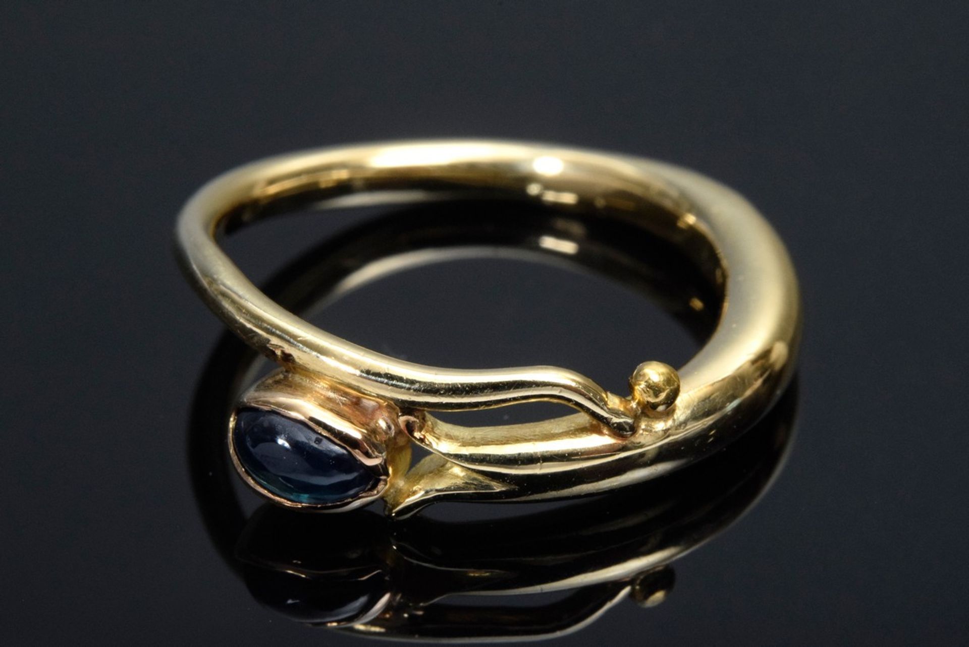 Schmaler GG 750 Ring mit Saphircabochon, 3,5g, Gr. 49 - Bild 2 aus 3