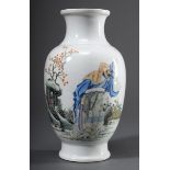 Chinesische Porzellan Balustervase mit polychromer Wushangpu Malerei "Weiser Ma