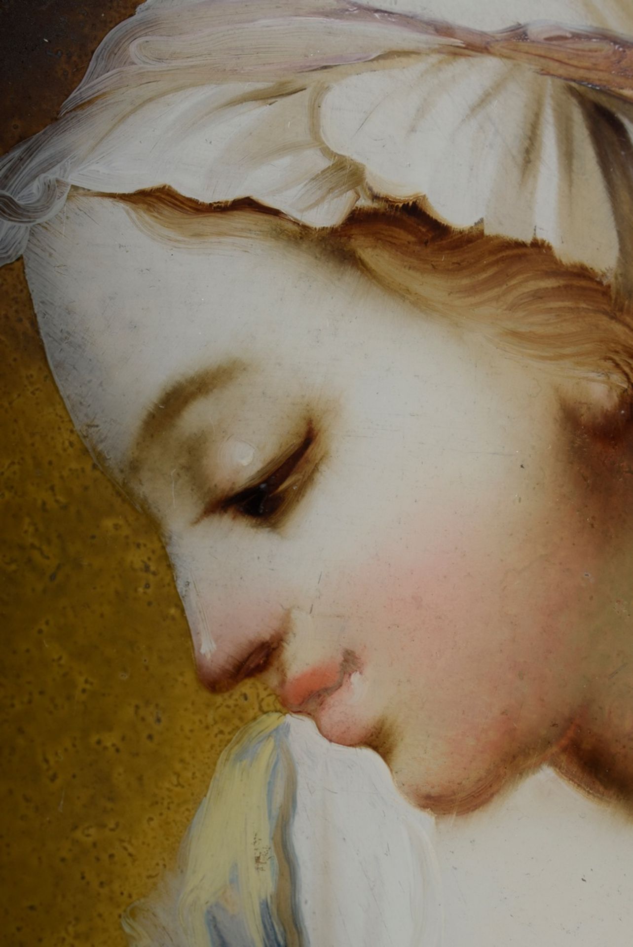 Hinterglasbild „Lesendes Mädchen“ 2. Hälfte 18.Jh., in Goldleiste, 24x18,5cm (m - Image 3 of 4