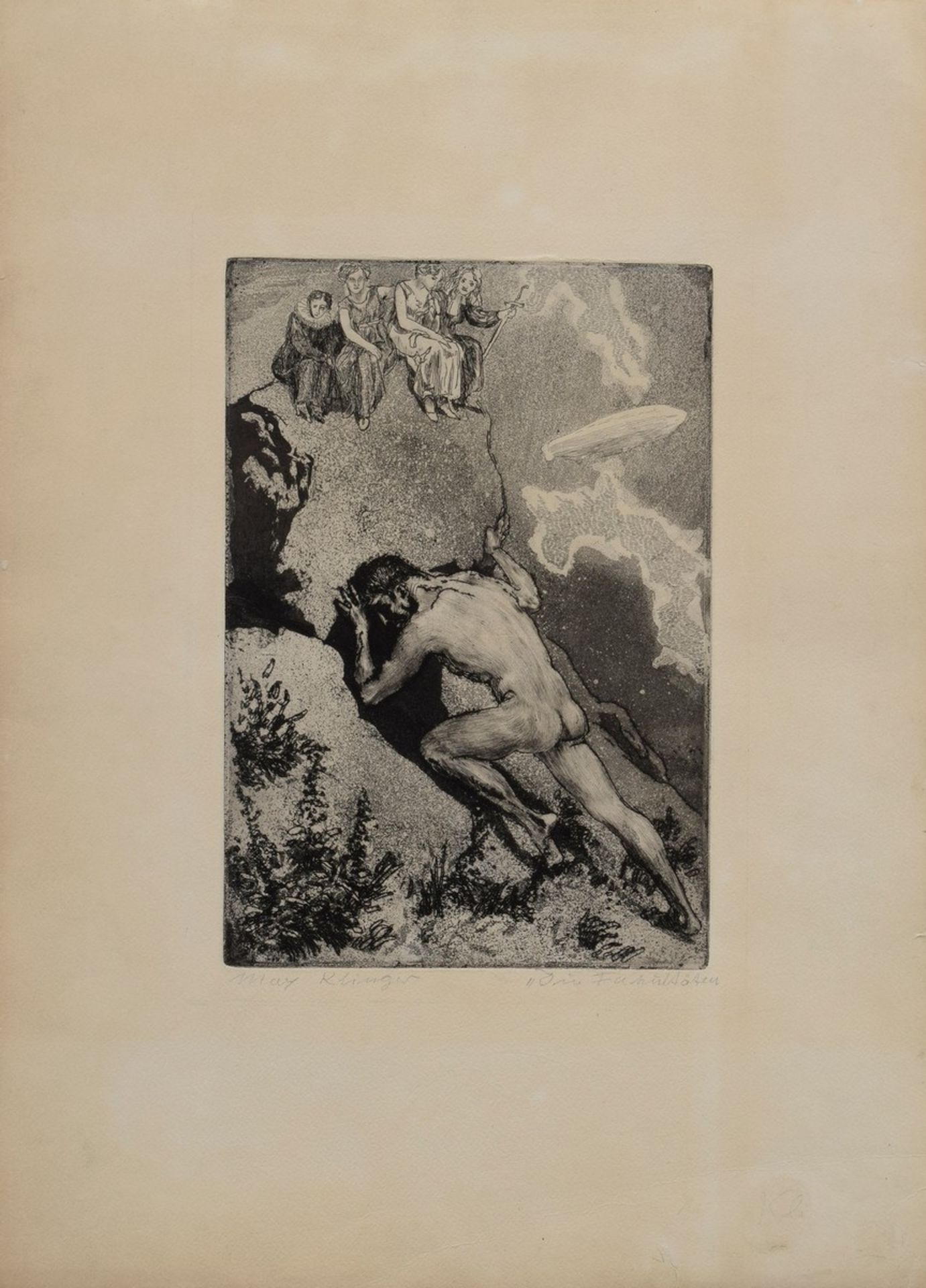 Klinger, Max (1857-1920) "Die Fakultäten - Sisyphus" 1914, Radierung, u.l. von - Bild 2 aus 3