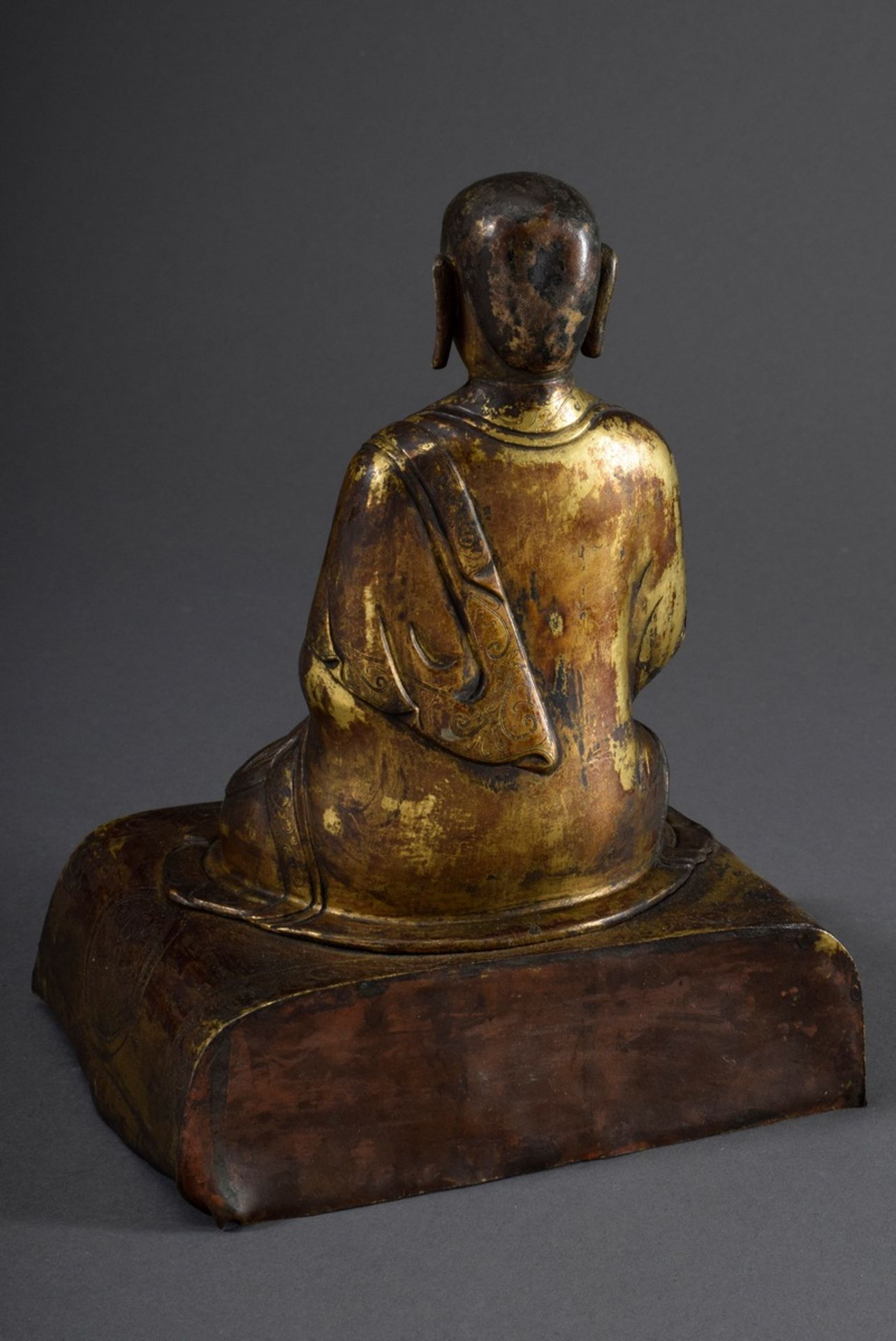 Portraitfigur "Meditierender Lama", rechte Hand in Vitarka-Mudra Geste, Metall - Image 3 of 6