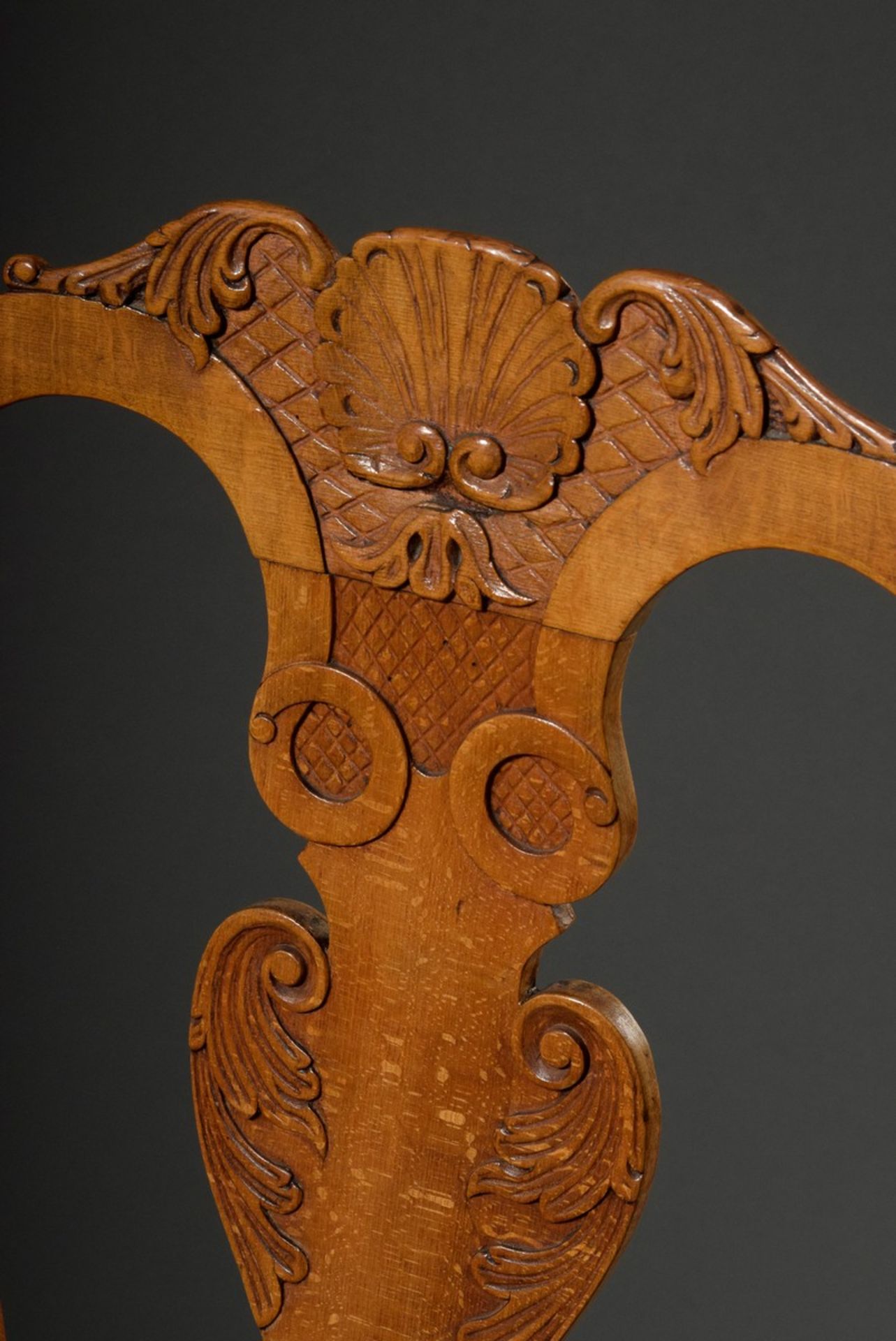 Barock Stuhl mit geschnitztem Gestell und Muschelreliefs, 44/101cm, etwas defek - Image 2 of 6