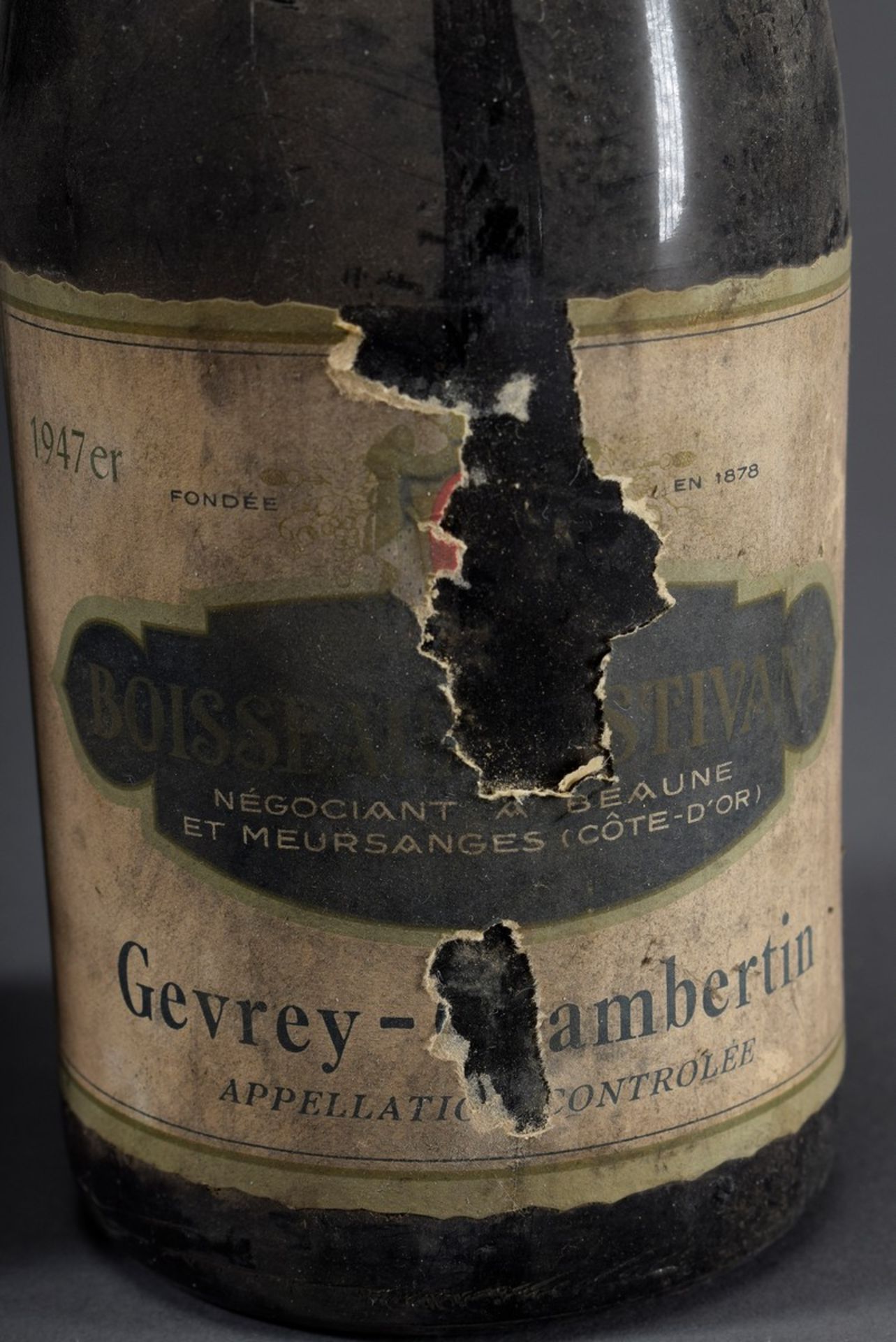 2 Flaschen "Gevray-Chambertin Boisseaux-Estivant" 1947, negociant a Beaune et M - Bild 3 aus 5