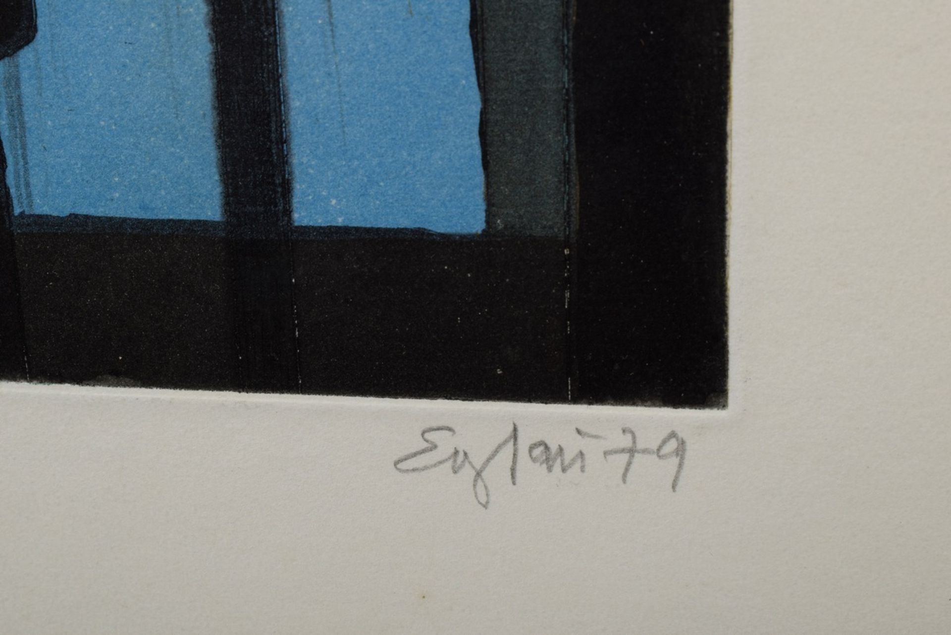 Eglau, Otto (1917-1988) "Inselhafen" 1979, Farbradierung, 36/75, u.l. in Blei n - Bild 3 aus 4