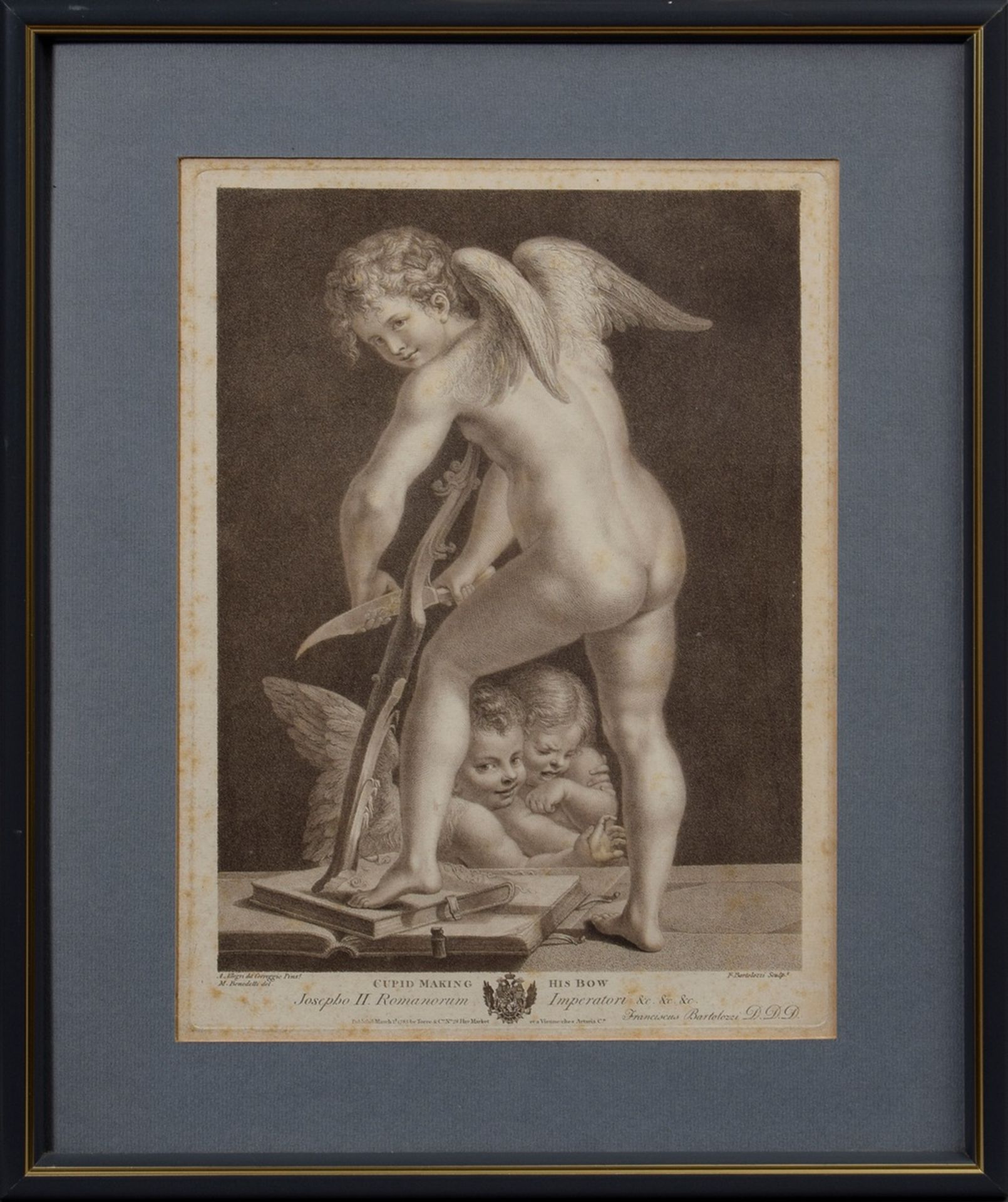 Bartolozzi, Francesco (1727-1815) "Cupid making his bow" nach Antonio Allegri C - Image 2 of 3