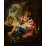 Unbekannter Künstler des 18.Jh. "Amor und schlafende Diana", Öl/Holz, 49,5x44cm