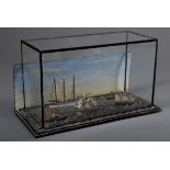 Miniatur Diorama "Schiffsverkehr auf See", Holz farbig gefasst mit teilweise ge