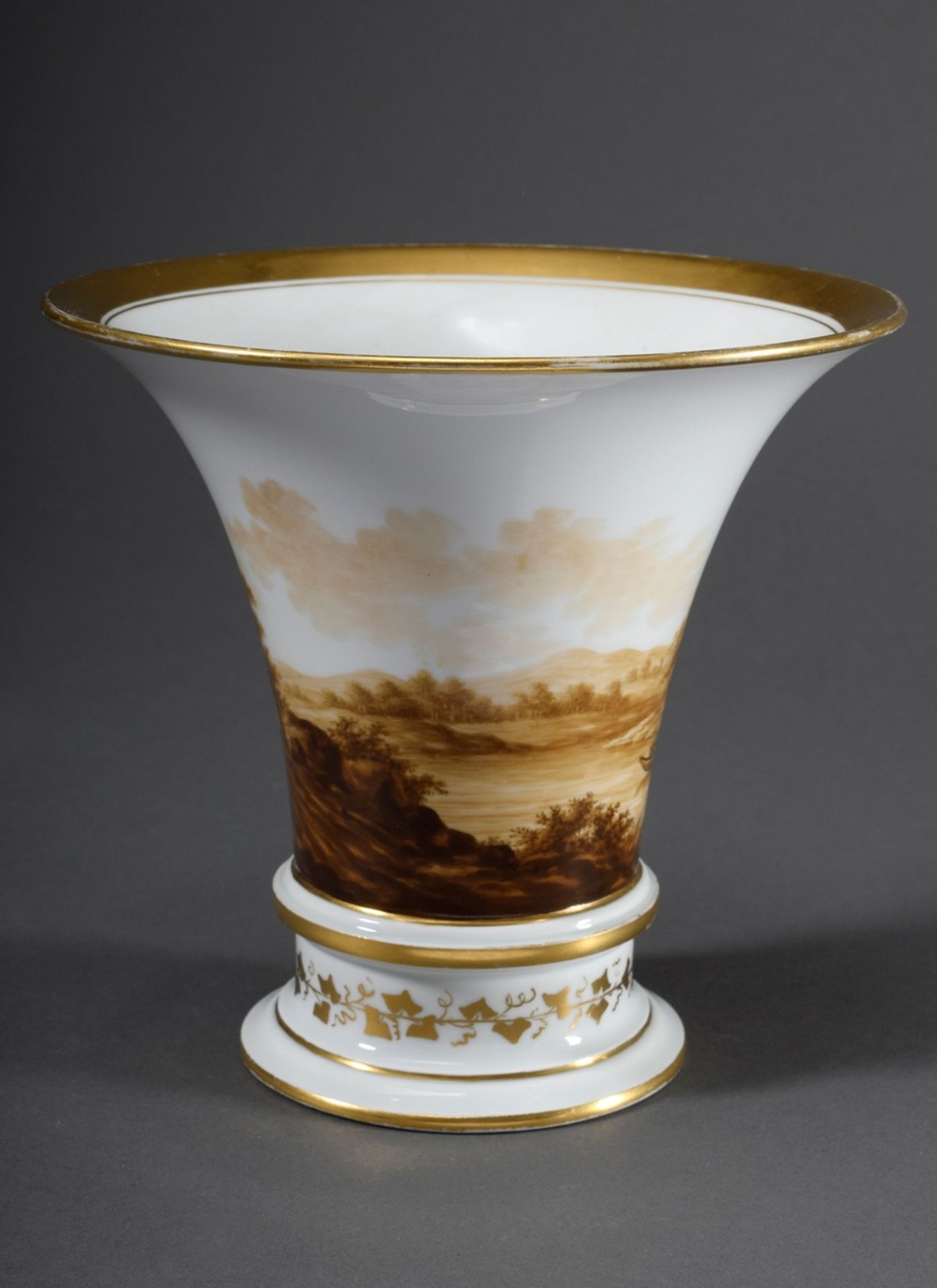 Biedermeier Fürstenberg Kratervase mit umlaufender Sepiamalerei "Landschaft mit - Image 2 of 5