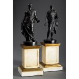 2 Diverse Skulpturen "Antiker Redner" und "Antiker Philosoph", Bronze geschwärz