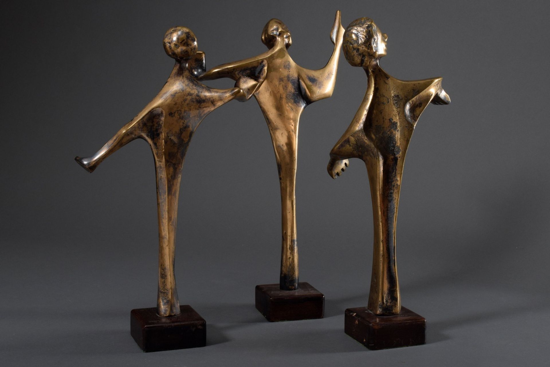 Unbekannter Bildhauer des 20.Jh. "Die Ermahnung - 3figurige Gruppe", Bronze, mo - Bild 3 aus 11