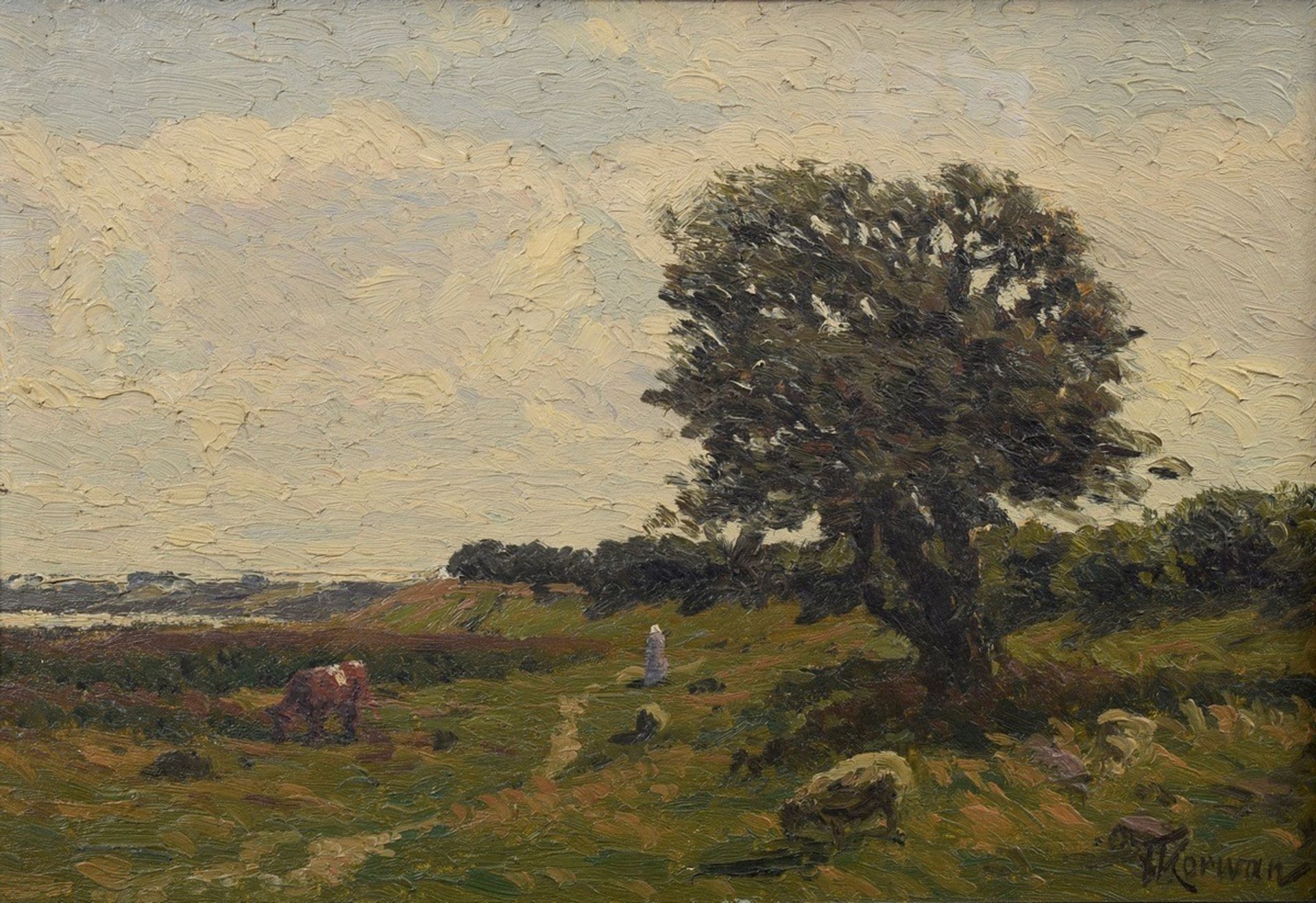 Korwan, Franz (1865-1942) "Weidelandschaft", Öl/Holz, 28,5x42,5cm (m.R. 43,5x57