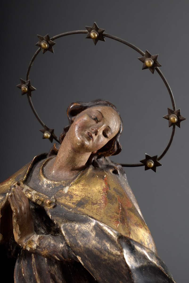 Sakrale Schnitzerei "Maria Immaculata" mit Metall Heiligenschein, Lindenholz fa - Image 5 of 6