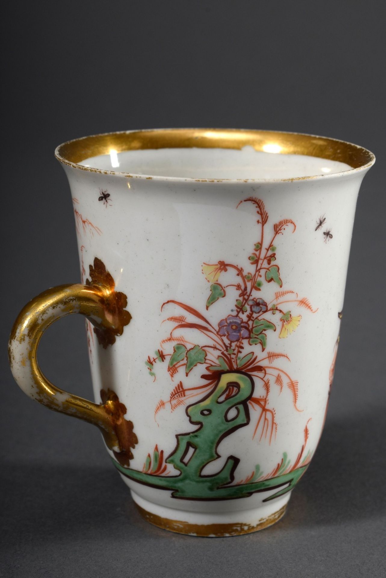 Hohe Wien Tasse auf Untertasse mit polychromer Malerei "Chinoiserien zwischen F - Bild 7 aus 8