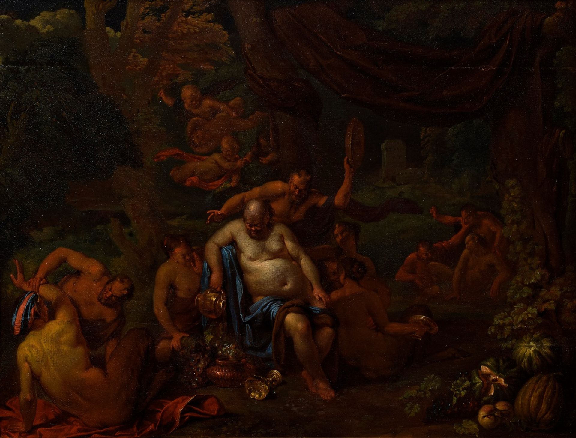 Douven, Frans Bartholomeus (1688-1726) "Baccus und sein Gefolge" 1712, Öl/Holz,