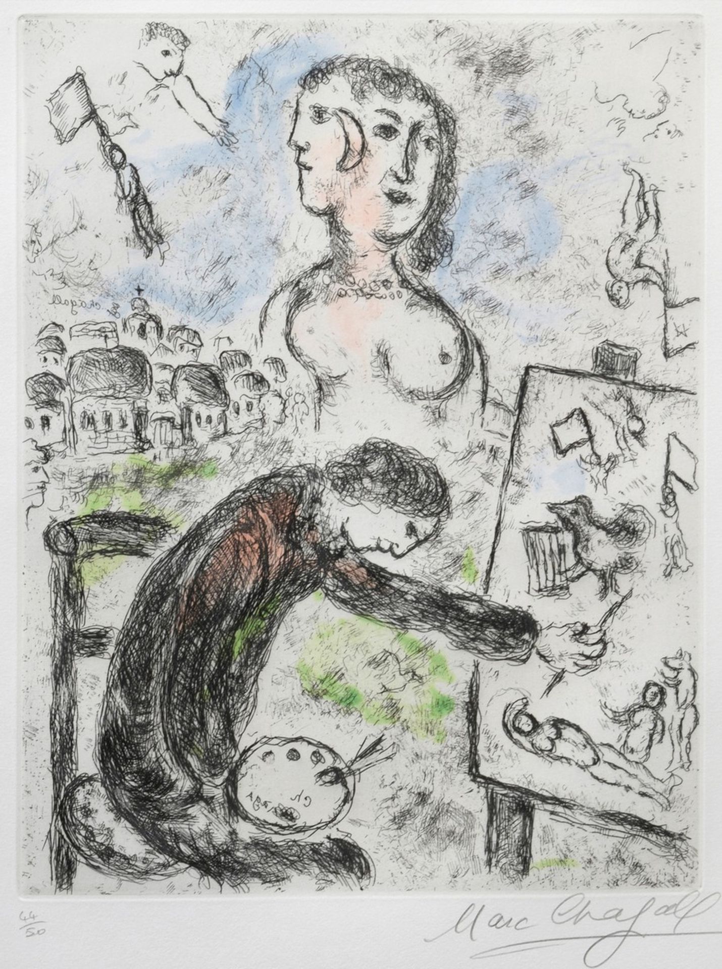 Chagall, Marc (1887-1985) "Lepeintre" aus: "Songes", 1981, Farbradierung, 44/50