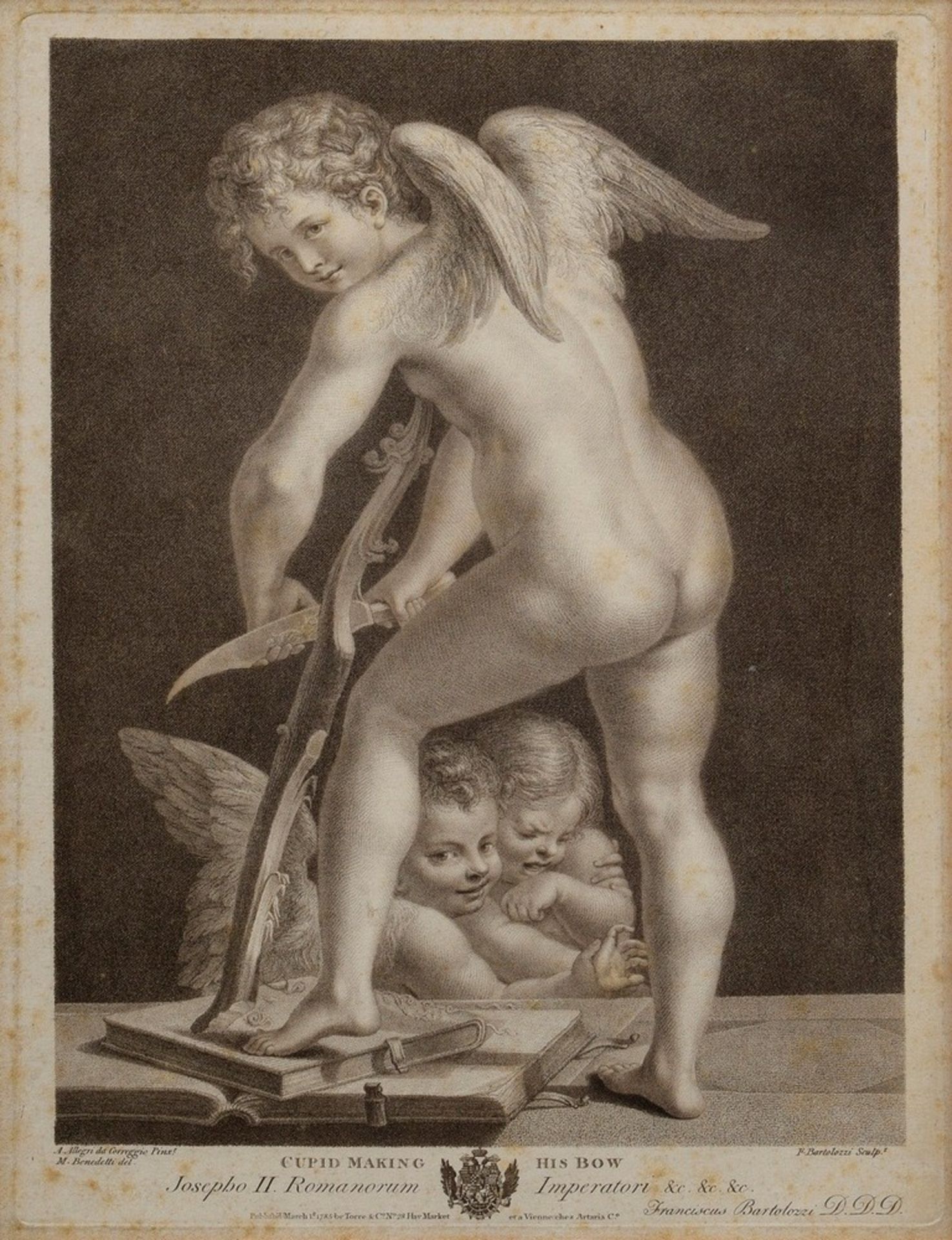 Bartolozzi, Francesco (1727-1815) "Cupid making his bow" nach Antonio Allegri C