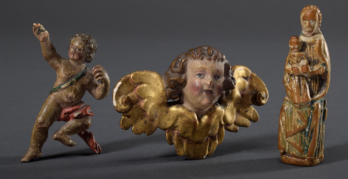 3 Diverse sakrale Miniatur Figuren: "Gnadenbild Maria Zell" (H. 9cm), "Geflügel - Image 3 of 3