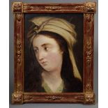 Unbekannter Künstler um 1780/1800 „Junge Frau mit weißem Turban“, Öl/Leinwand,