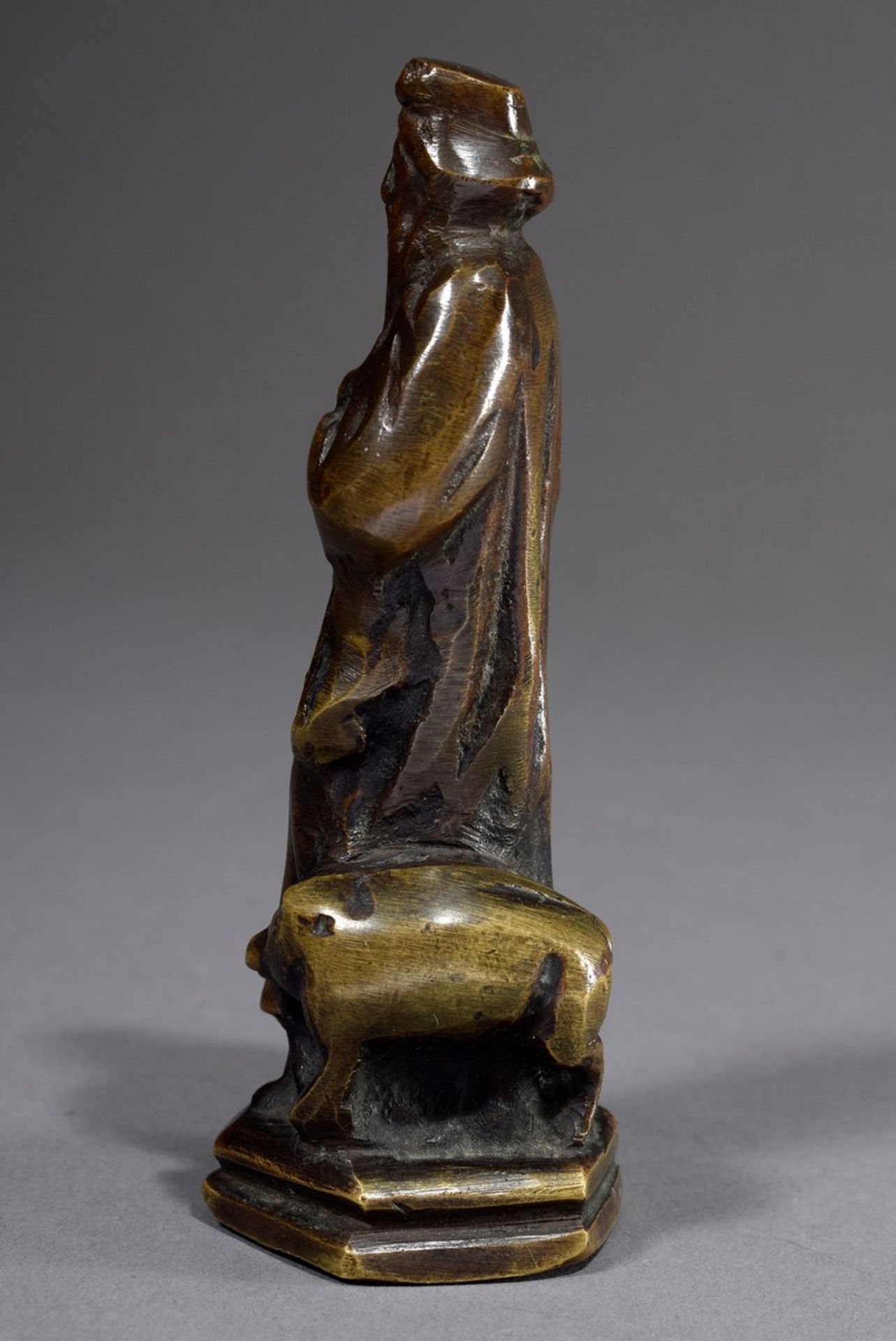 Kleine Skulptur „Heiliger Romedius“, Bronze Hohlguss, H. 11,5cm, berieben - Image 2 of 6