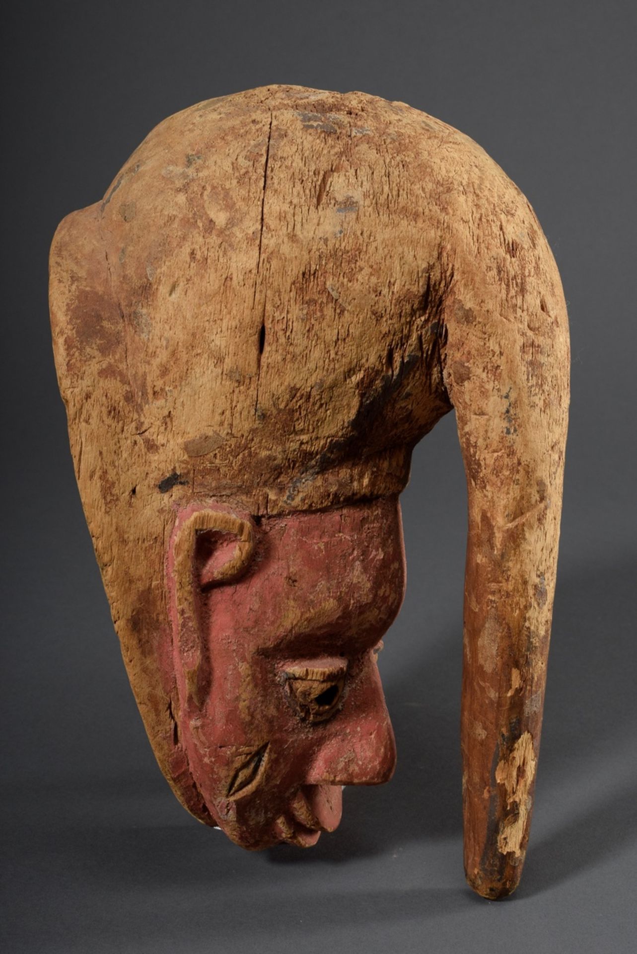 Gelede Maske, Yoruba, Nigeria Mitte 20.Jh., Holz mit Resten von Bemalung, H. 32 - Bild 5 aus 6