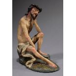 Volkstümliche Holzschnitzerei „Christus in der Rast - Schmerzensmann“, geschnit