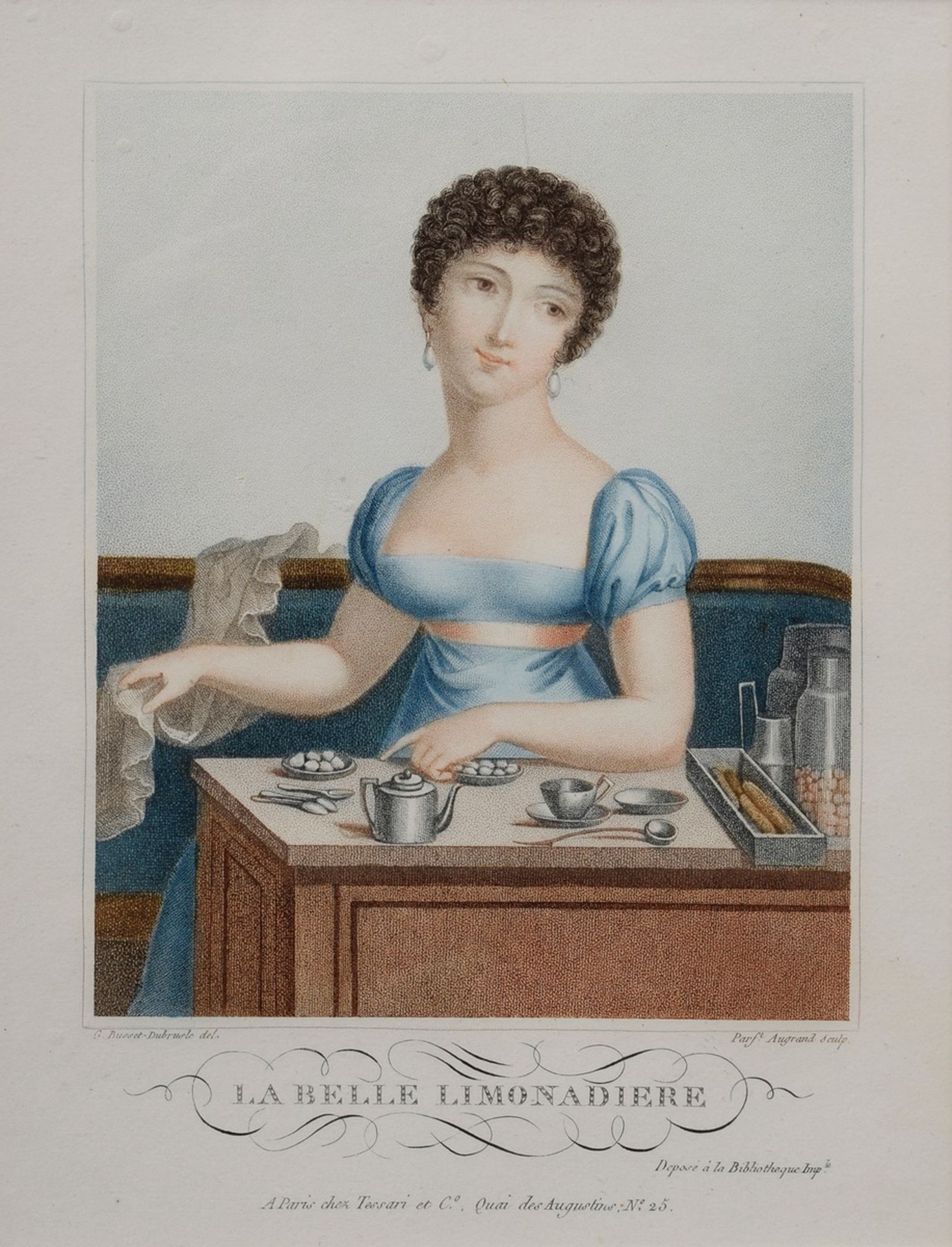 Augrand, Parfait (1782-?) "La belle Limonadiere" nach G. Busset-Dubrusle, Farbp - Bild 2 aus 2