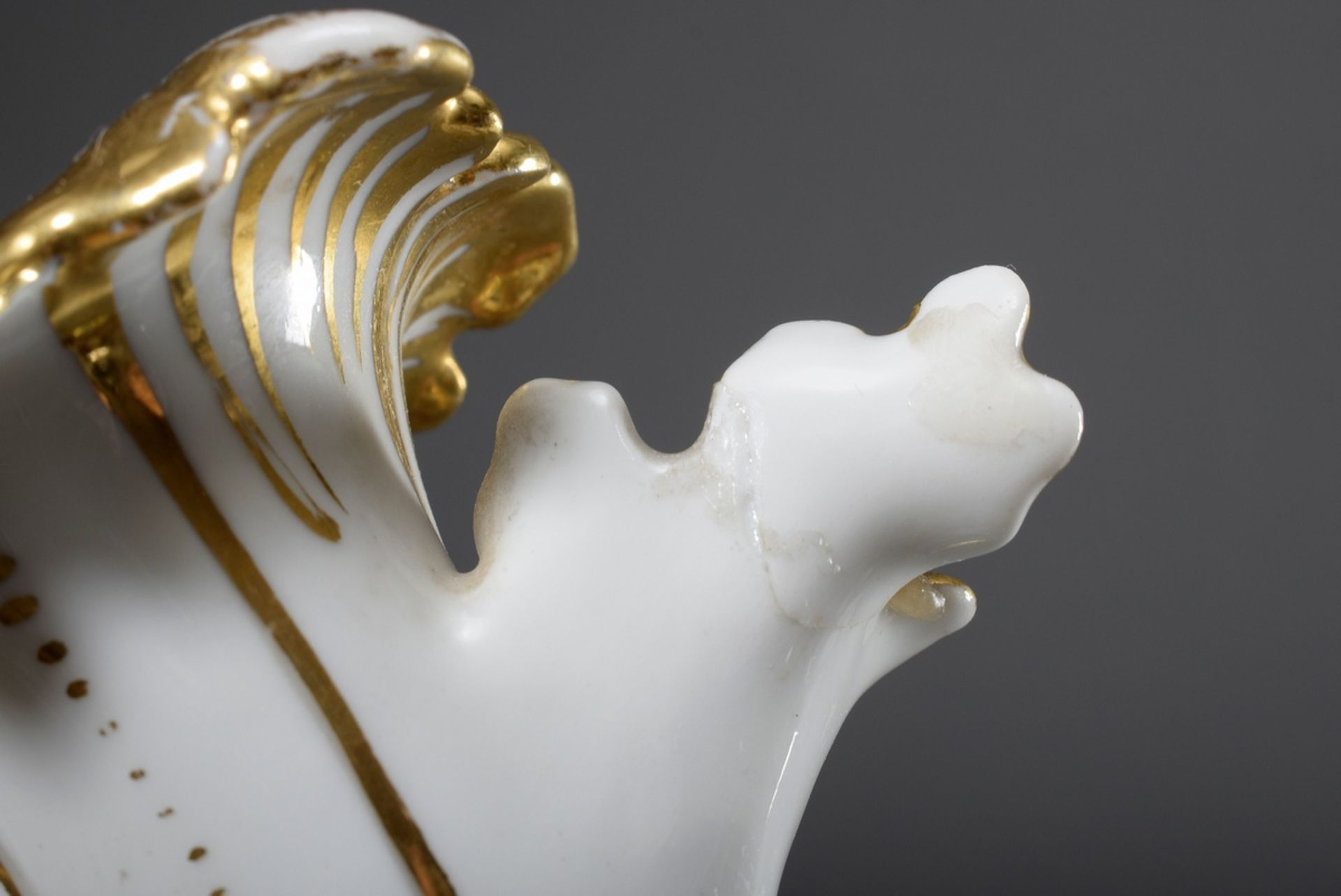 Spätbiedermeier Porzellan Figurenleuchter "Knabe mit Füllhorn", farbig und gold - Bild 8 aus 10