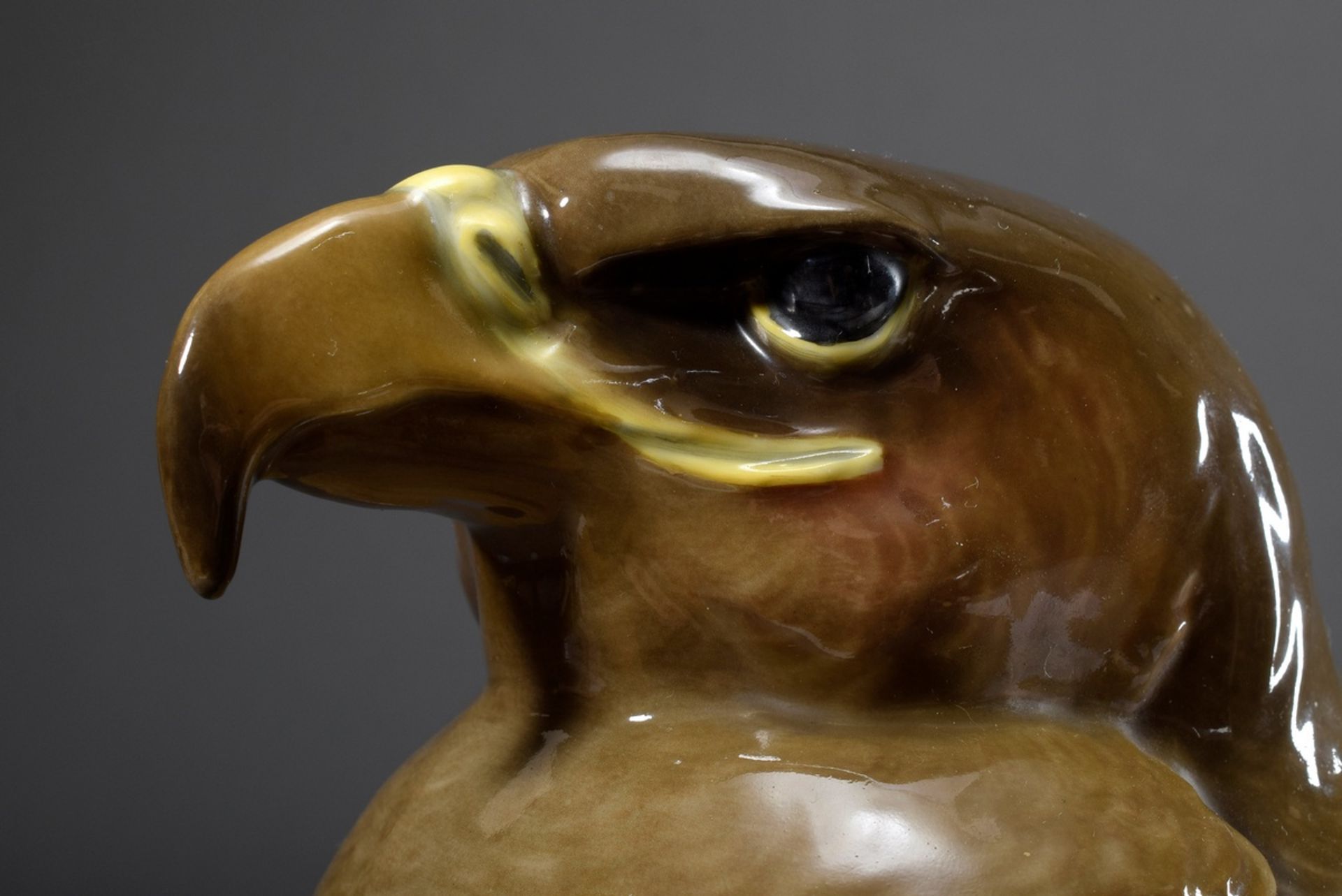 Große Ens Volkstedt Porzellan Figur "Adler auf Felssockel", farbig staffiert, E - Bild 5 aus 9