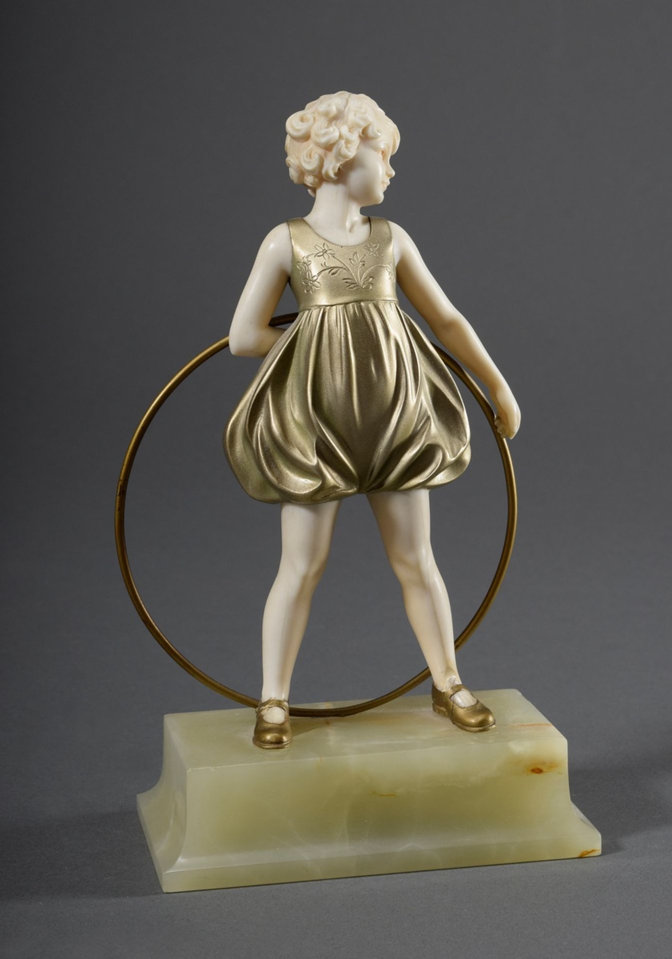 Preiss, Ferdinand (1882-1943) "Hoop Girl", Chryselephantin Figur aus Bronze mit - Image 2 of 7