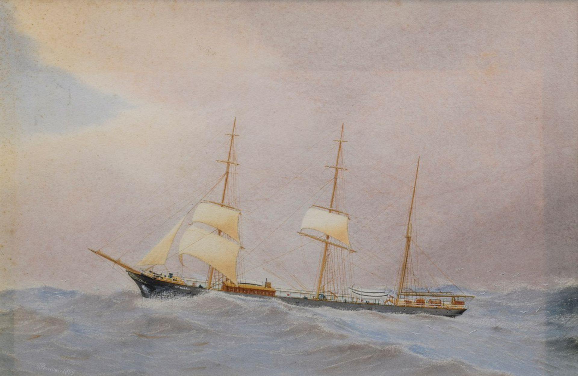 Pervical, Harold (1868-1914) "Kapitänsbild Bark J.T. North, Liverpool" 1899, Aq