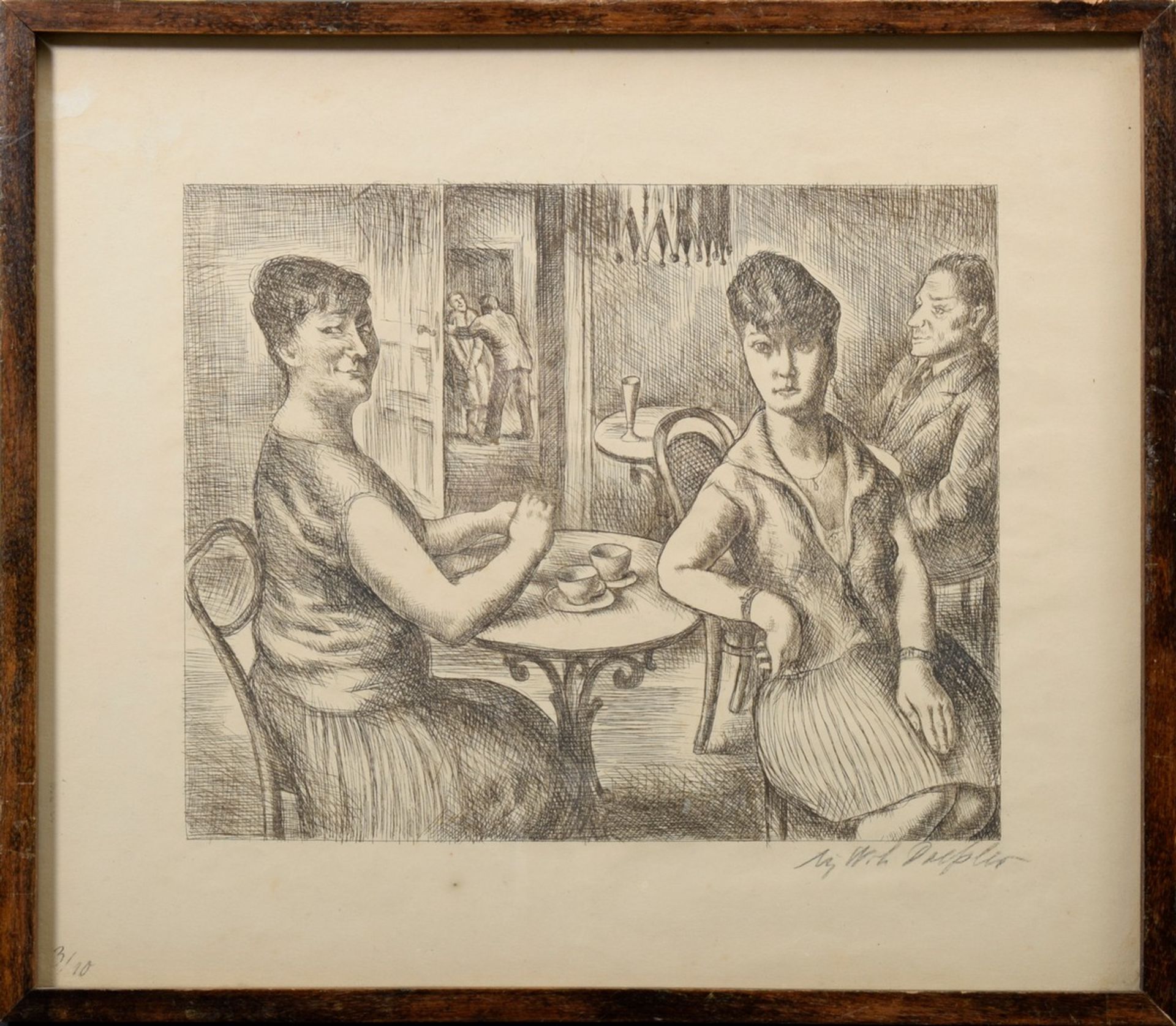 Dressler, August Wilhelm (1886-1970) "Kaffeekränzchen", Druck, 3/10, u.r. in Bl - Bild 2 aus 3