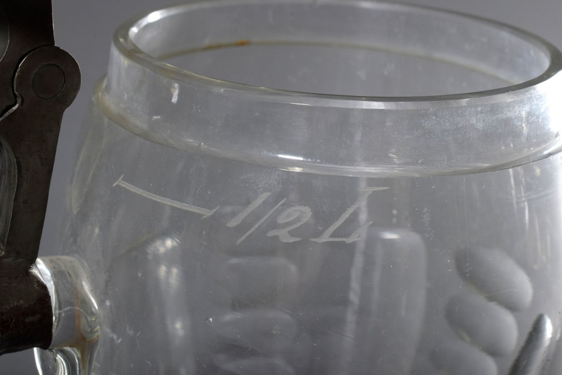 Glas Humpen mit Zinn Deckel "Reinecke Fuchs und der Hahn", innen studentische W - Bild 3 aus 6