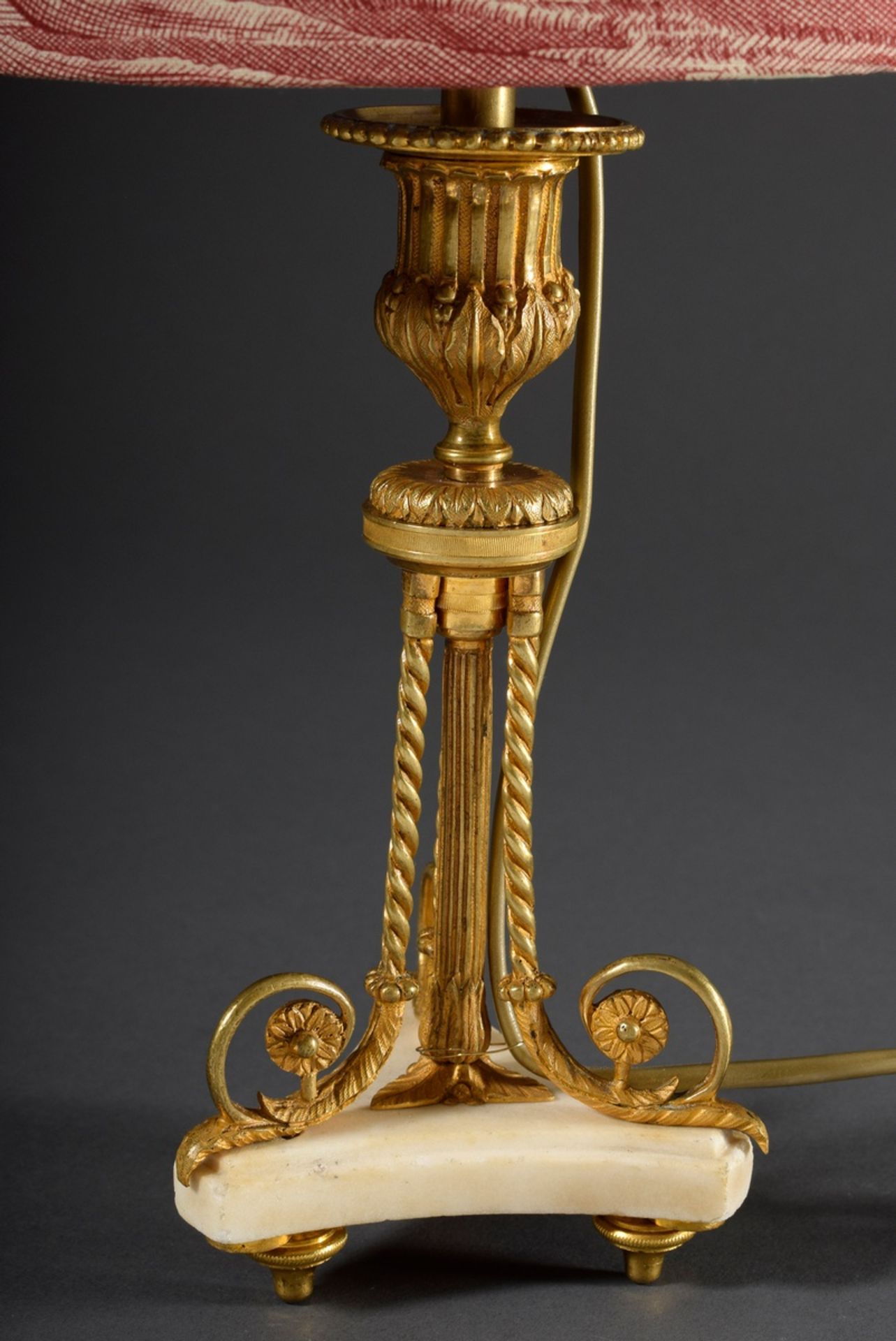Kleine Tischlampe mit Bronze/Marmor Fuß in Louis XVI Stil sowie Toile-de-Jouy S - Bild 2 aus 4