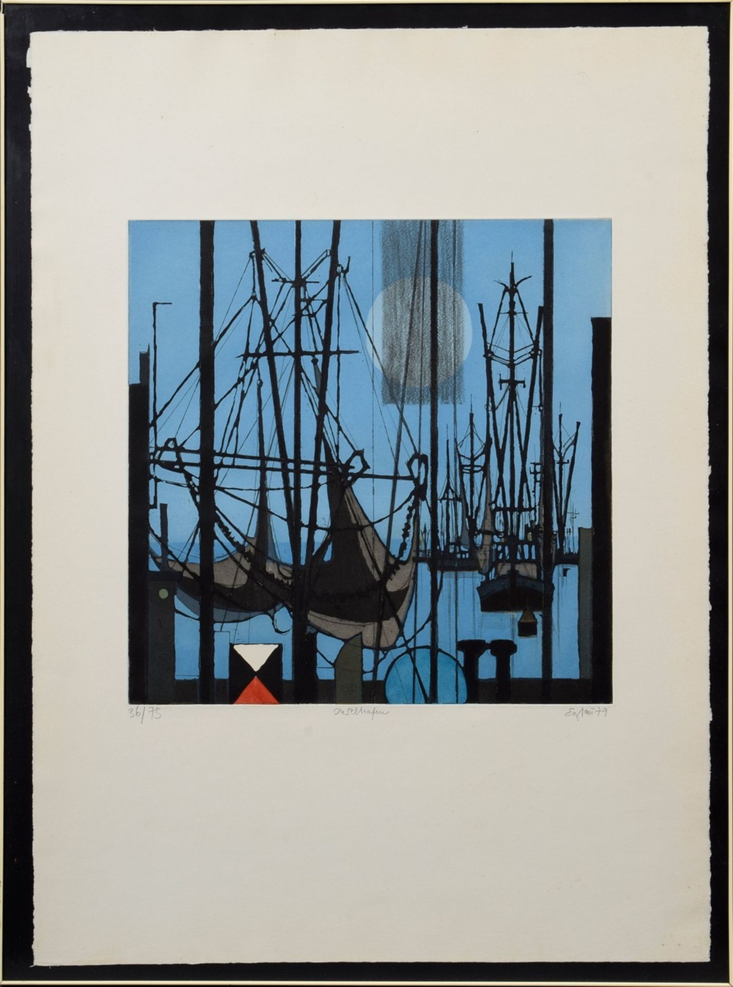 Eglau, Otto (1917-1988) "Inselhafen" 1979, Farbradierung, 36/75, u.l. in Blei n - Bild 2 aus 4